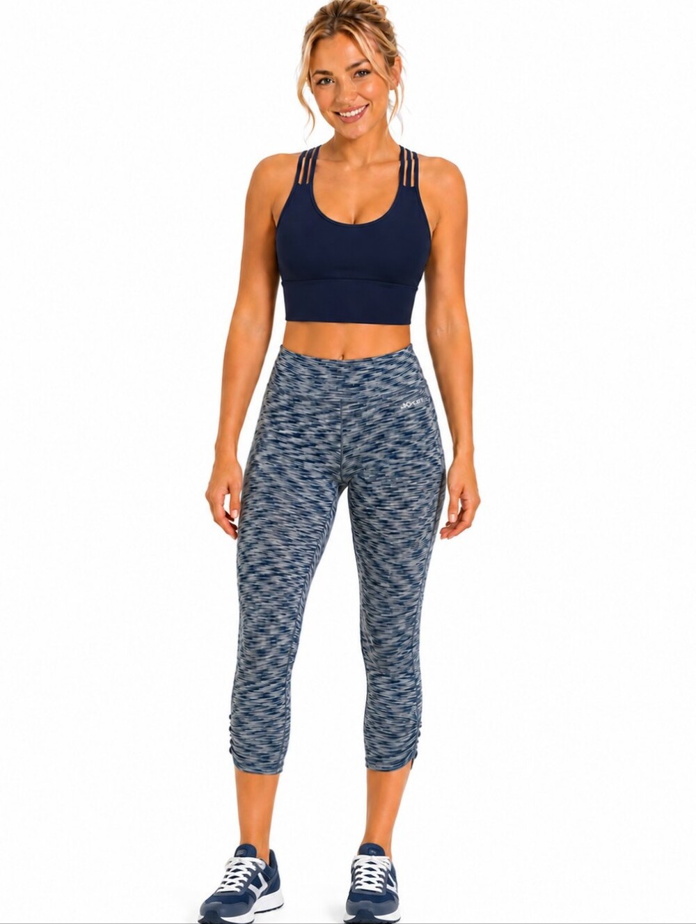 JOCKEY Navy Blue Seam-free Space-Dyed Capri Leggings -  SIZE Large NWT - Picture 7 of 7